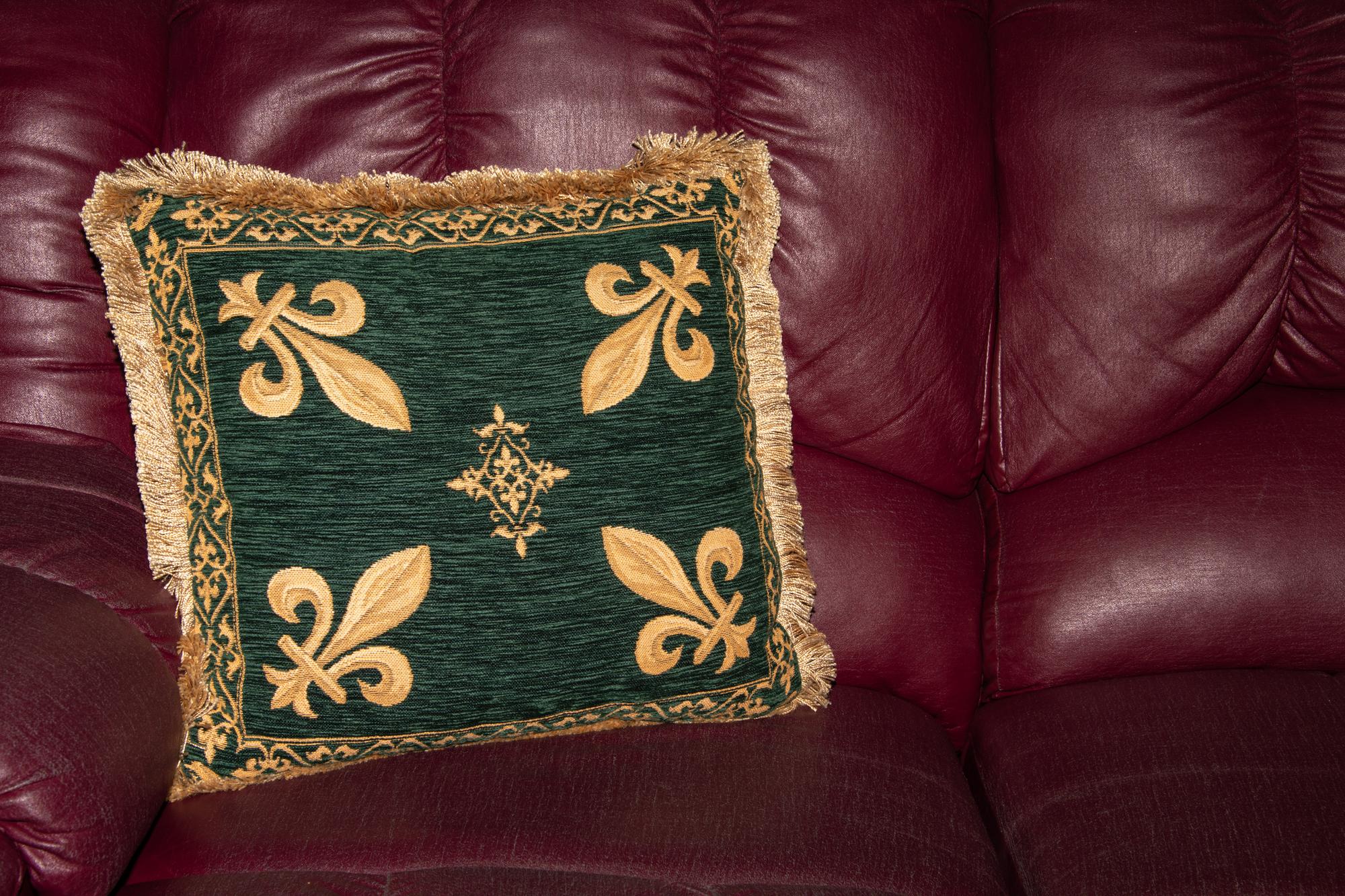embroidered cushion in luxury interior