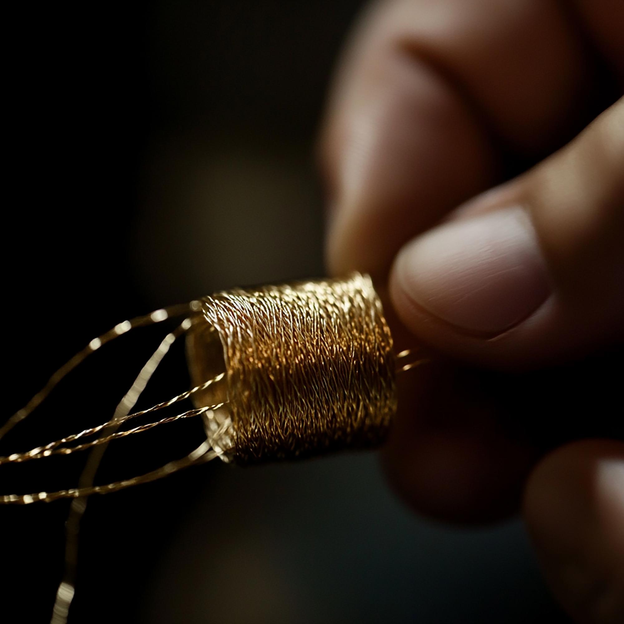 Close-up luxury embroidery on dark silk